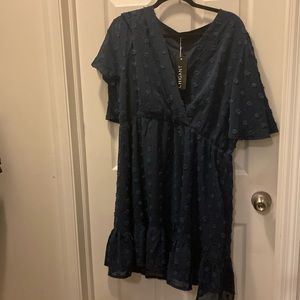 “Chigant Navy Swing Dress Knee Length for Women Short Sleeve Mini Dress”